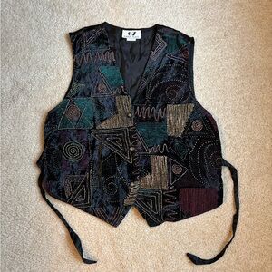 Elegant Black and Gold Patterned Vest